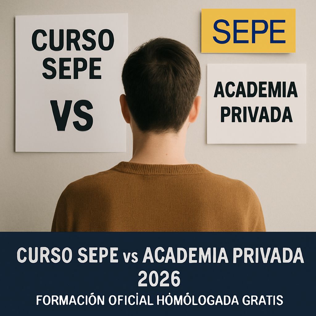 Curso SEPE vs Academia Privada en 2026: Diferencias Reales, Ventajas y Cuál Elegir