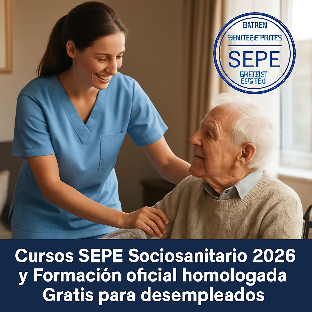 Cursos SEPE oficiales en atención sociosanitaria: certificados reconocidos a nivel nacional 2026