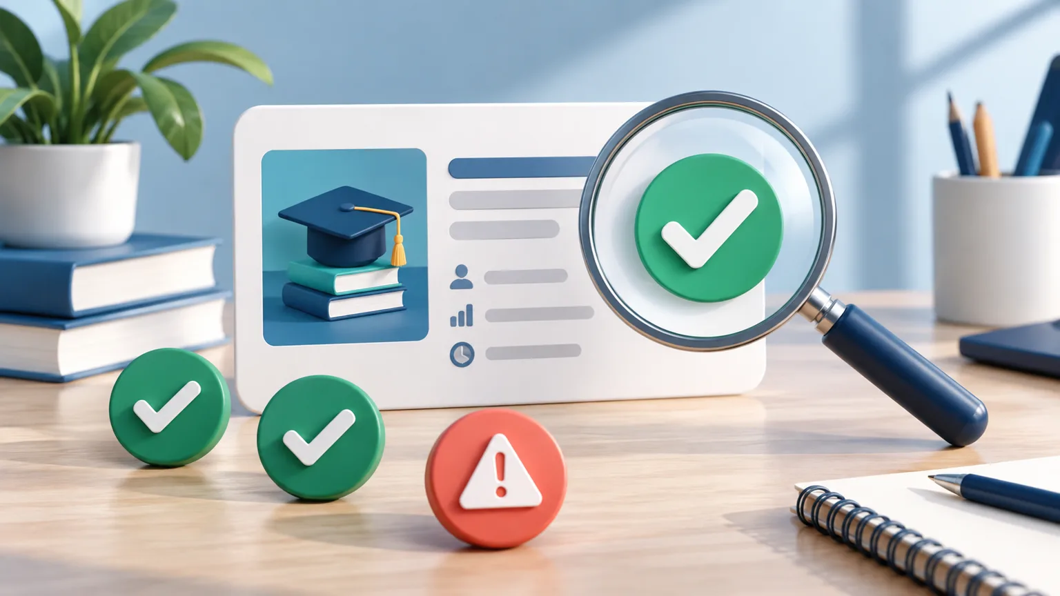 Lupa y señales de verificación para comprobar un curso subvencionado